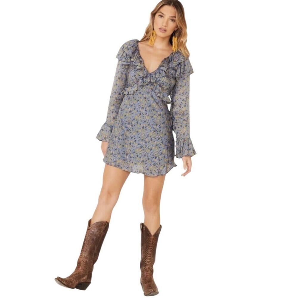 FREE PEOPLE Sweetest Thing Mini Dress in Blue Midnight women's size 10